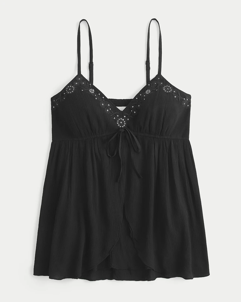 Crinkle Shine Flyaway Babydoll Top
