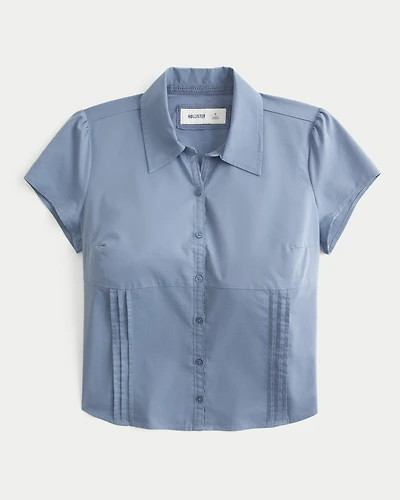 Short-Sleeve Pleated Shirt