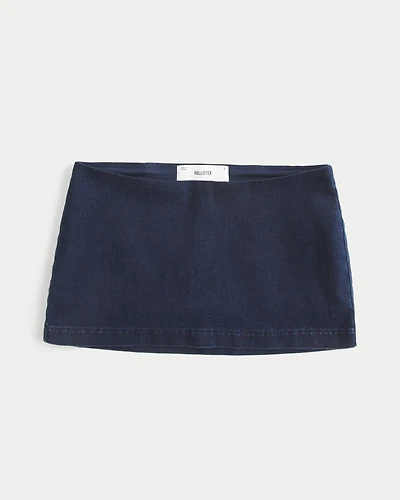 Ultra Low-Rise Pull-On Denim Mini Skort