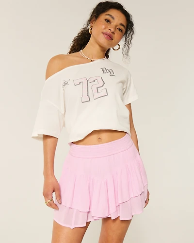 Asymmetrical Hem Tiered Mini Skort