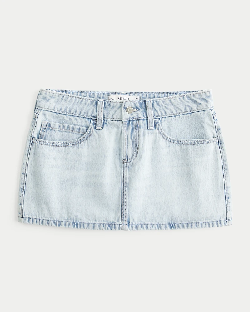 Low-Rise Light Wash Denim Mini Skort