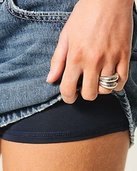 Low-Rise Medium Wash Flag Embroidered Denim Mini Skort