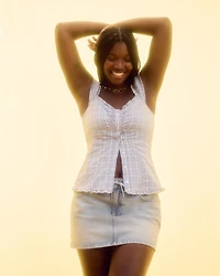 Light Wash Denim Mini Skort