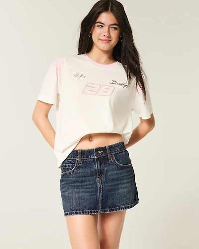Curvy Low-Rise Denim Mini Skort