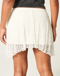 Lace Asymmetrical Hem Mini Skirt