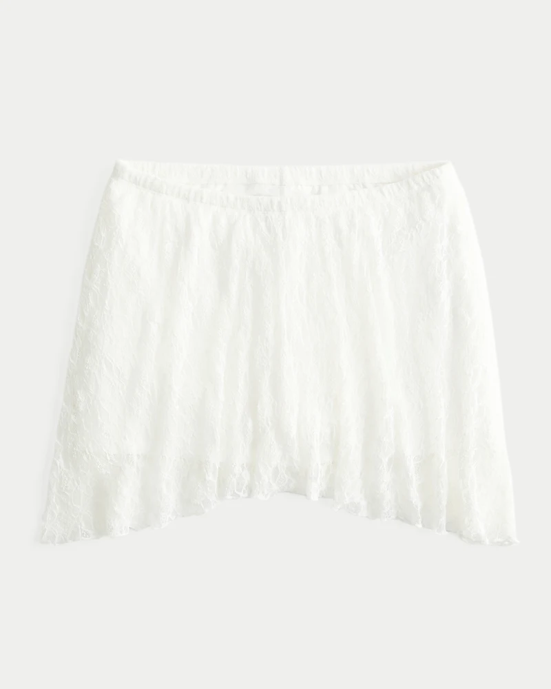 Lace Asymmetrical Hem Mini Skirt