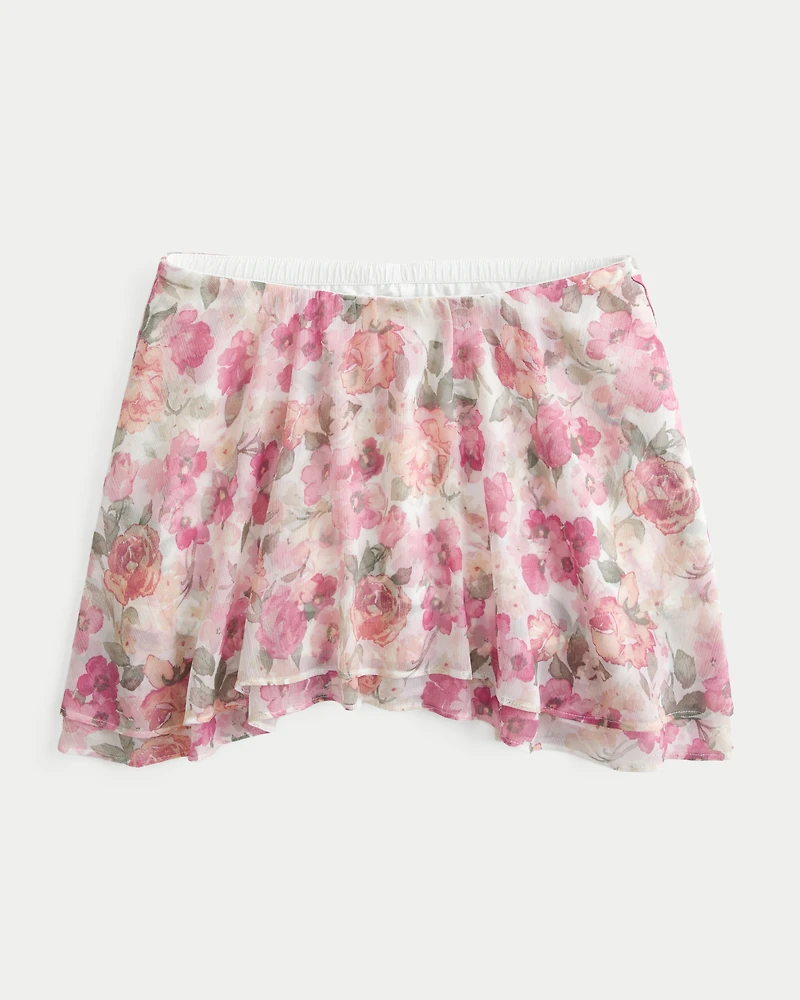 Chiffon Asymmetrical Hem Mini Skirt