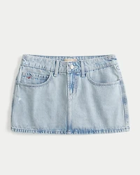 Low-Rise Light Wash Denim Mini Skort