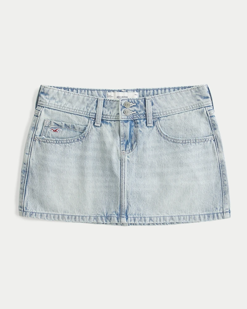 Low-Rise Light Wash Denim Mini Skort