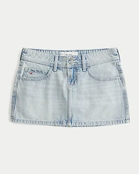 Low-Rise Light Wash Denim Mini Skort