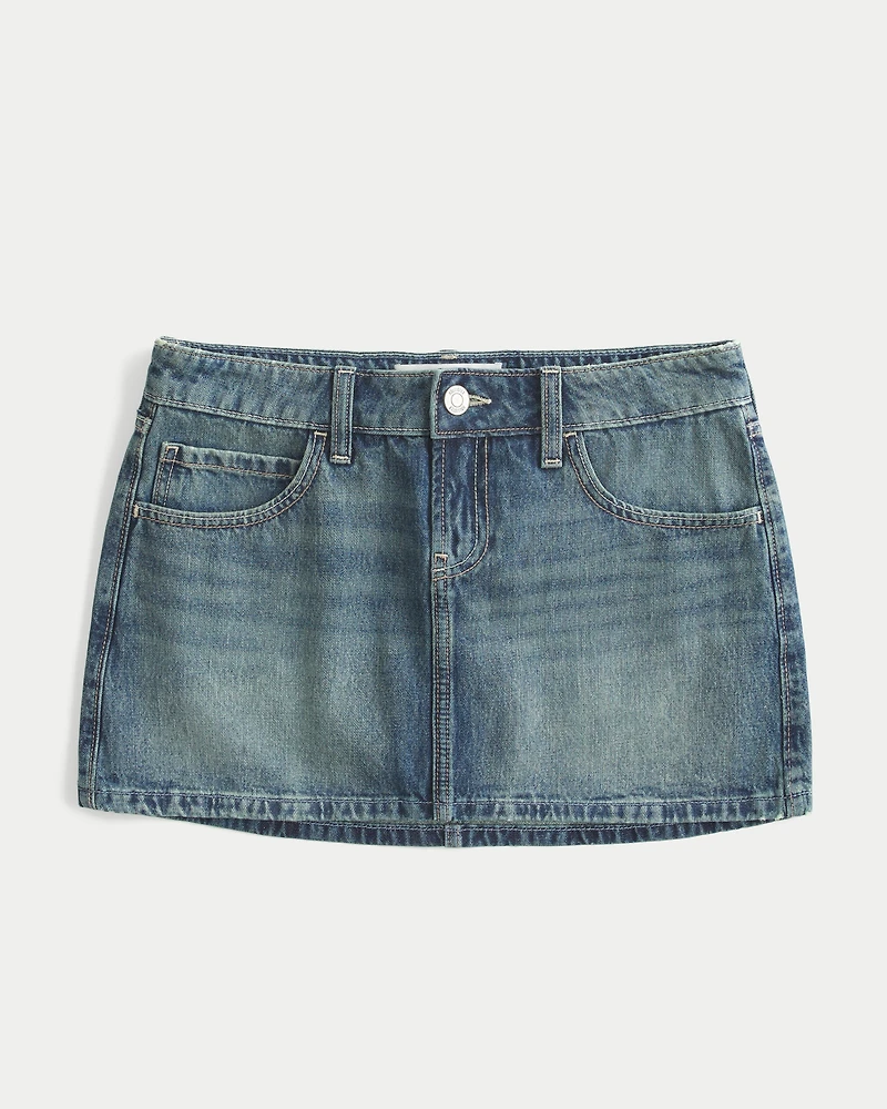 Low-Rise Medium Wash Denim Mini Skort