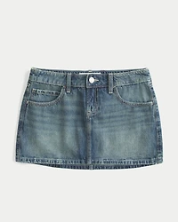 Low-Rise Medium Wash Denim Mini Skort