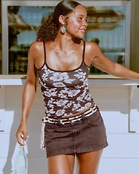 Ultra Low-Rise Denim Micro Mini Skort