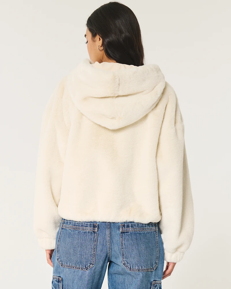 Cozy Faux Fur Zip-Up Hoodie