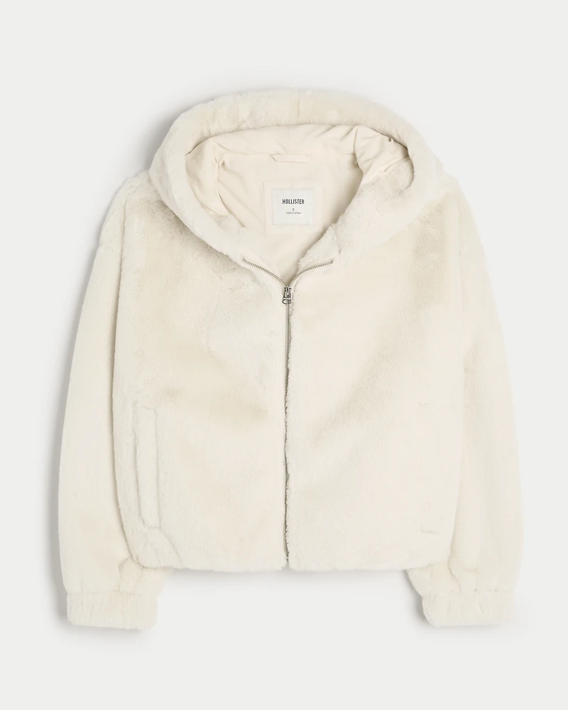 Cozy Faux Fur Zip-Up Hoodie