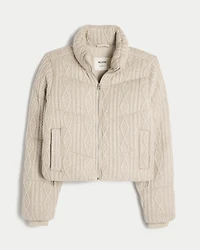 Sweater-Knit Mini Puffer Jacket