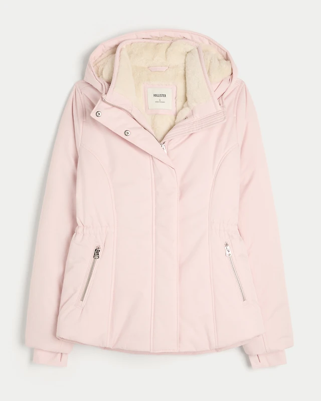 Hollister Sherpa Lined Pink Hollister Jacket Hollister Faux Fur
