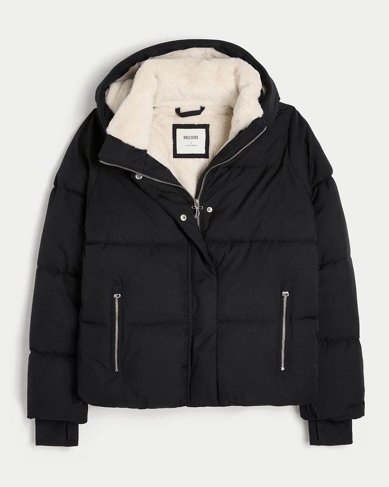 Faux Fur-Lined Puffer Jacket