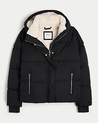 Faux Fur-Lined Puffer Jacket