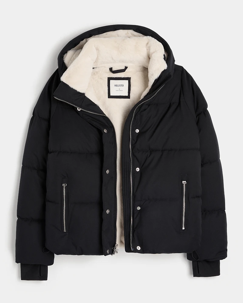 Faux Fur-Lined Puffer Jacket