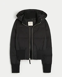 Faux Fur Trim Puffer Bomber Jacket