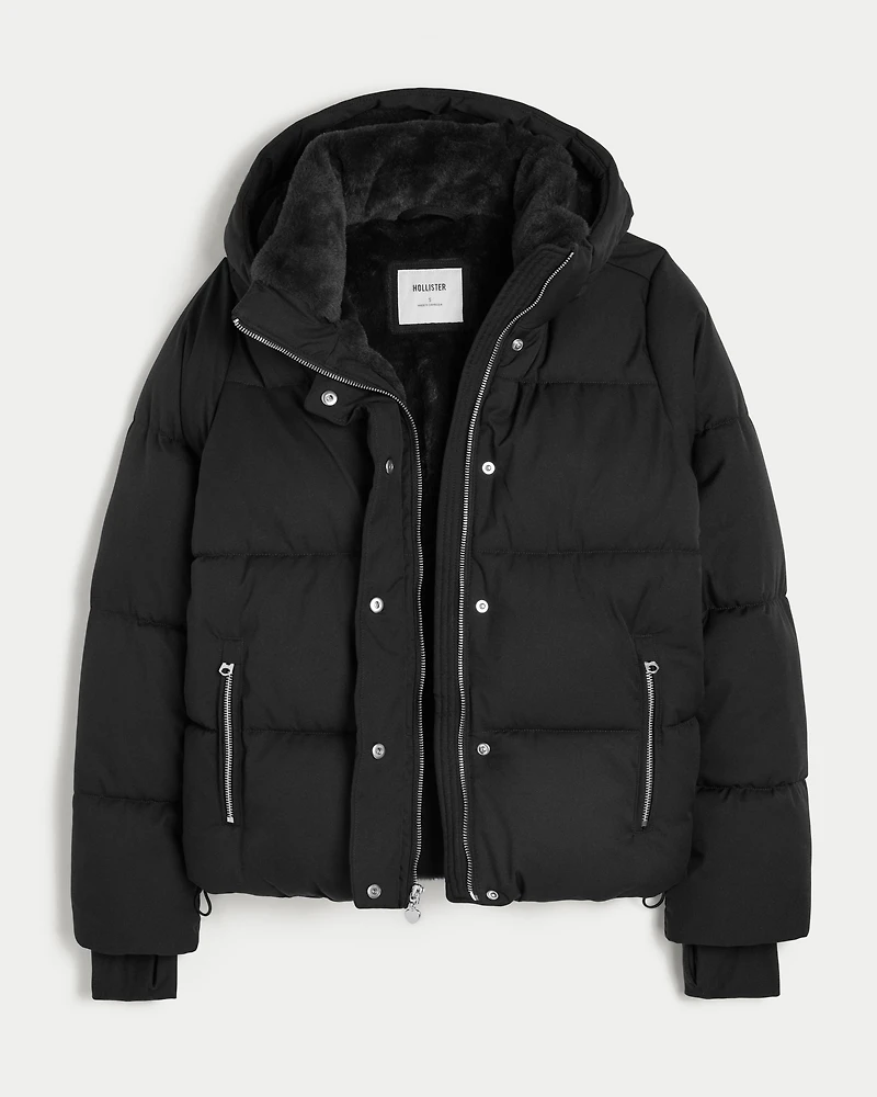 Faux Fur-Lined Puffer Jacket