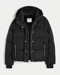 Faux Fur-Lined Puffer Jacket