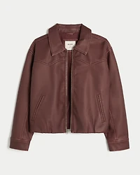 Vegan Leather Zip-Up Jacket