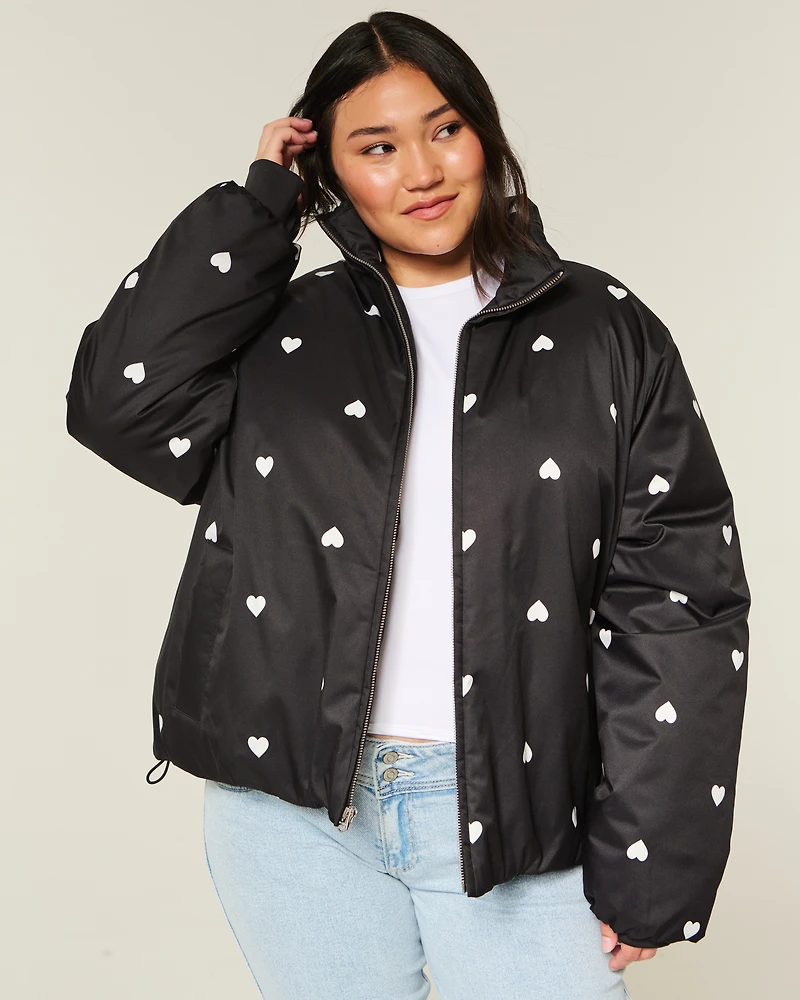 Zip-Up Pattern Puffer Jacket