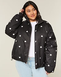 Zip-Up Pattern Puffer Jacket