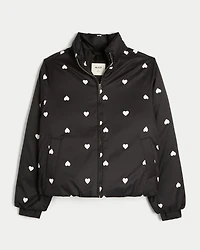 Zip-Up Pattern Puffer Jacket