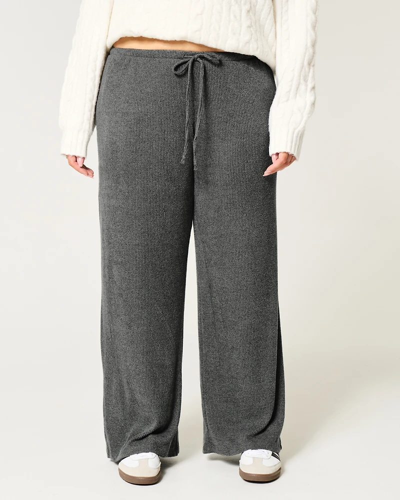Cozy Ribbed Drawstring Baggy Pants
