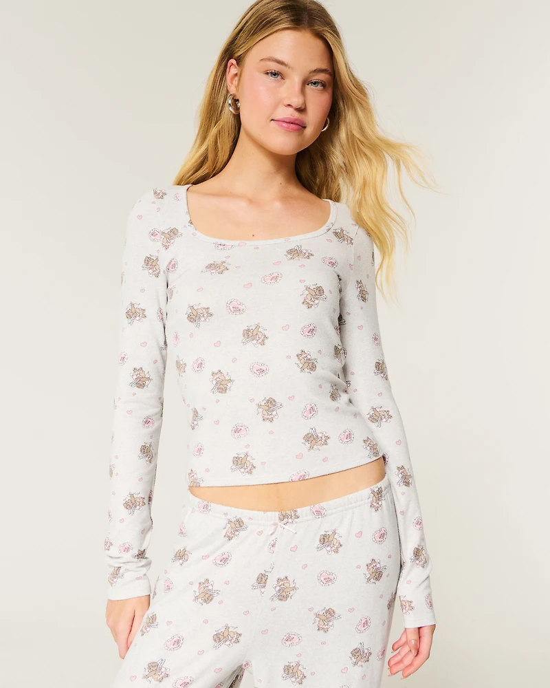 Cozy Bear Pattern Pajama Top