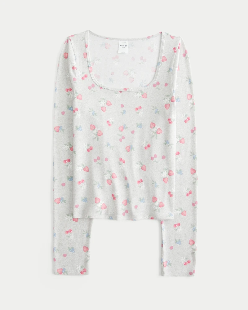 Cozy Berry Pattern Pajama Top
