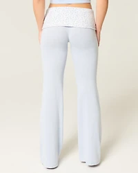 Foldover Waist Knit Flare Pants