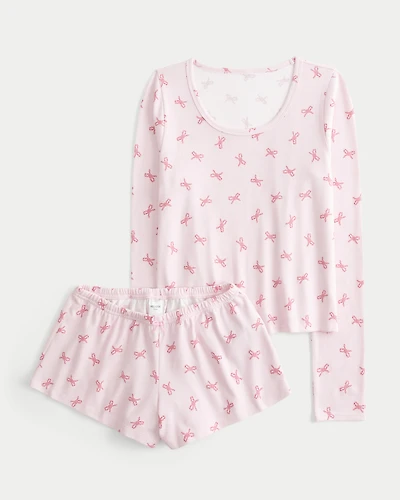 Always Cozy Long-Sleeve Scoop Top & Shorts Set