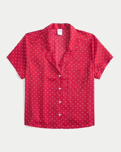 Heart-Pattern Button-Through Top
