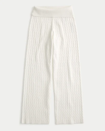 Foldover Waist Cable-Knit Sweater Pants