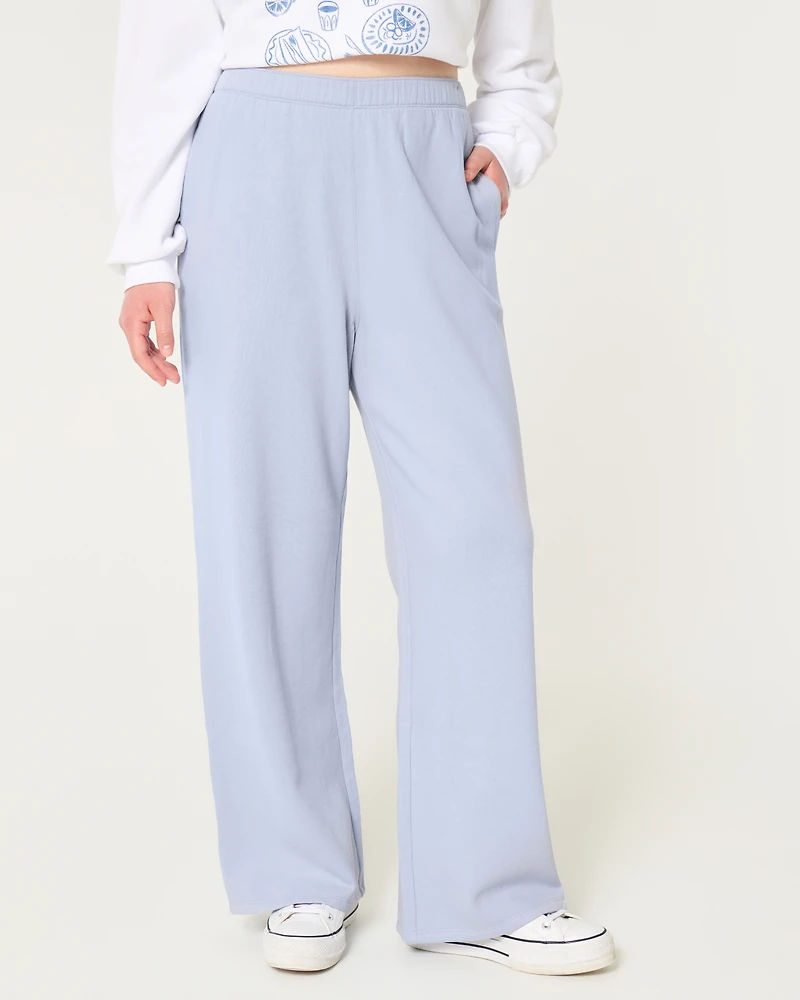 Hollister Feel Good Wide-Leg Fleece Pants