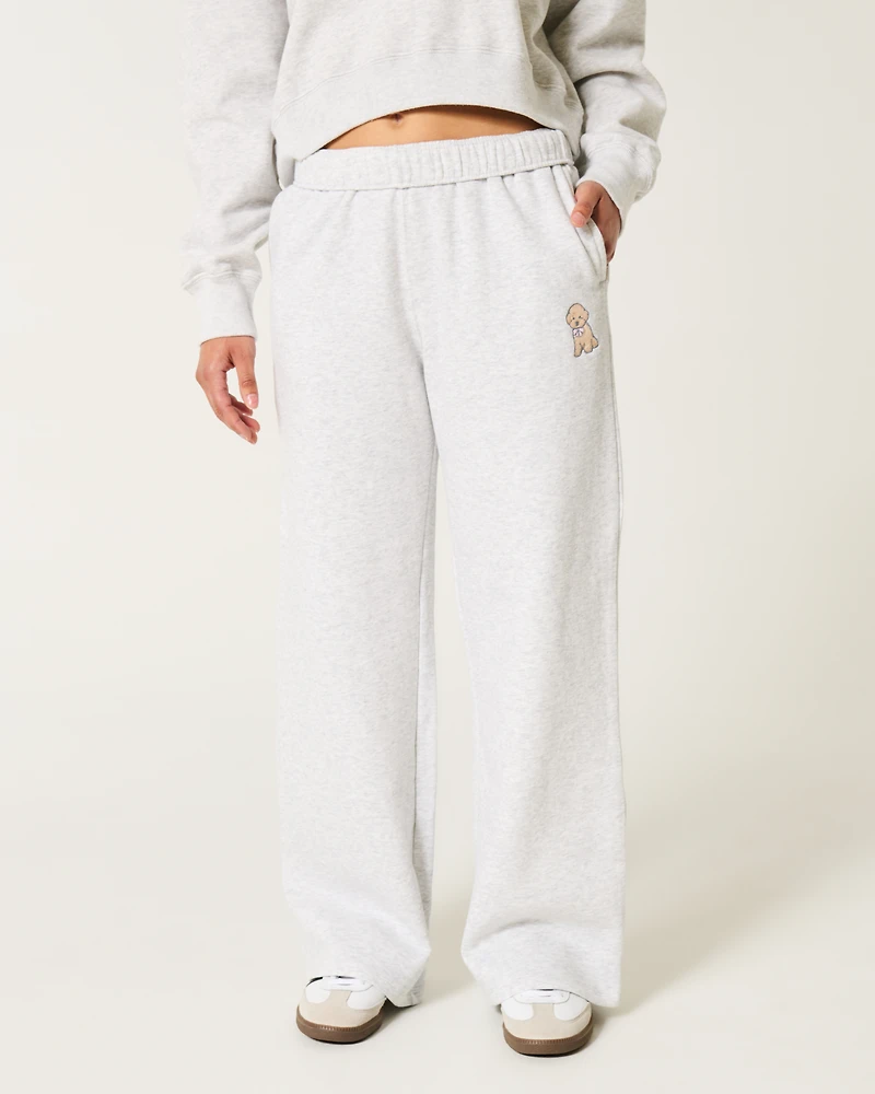Dog Graphic Wide-Leg Sweatpants