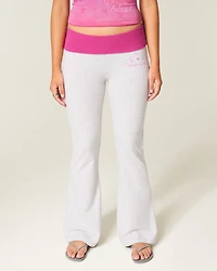 Hibiscus Graphic Foldover Waist Flare Pants