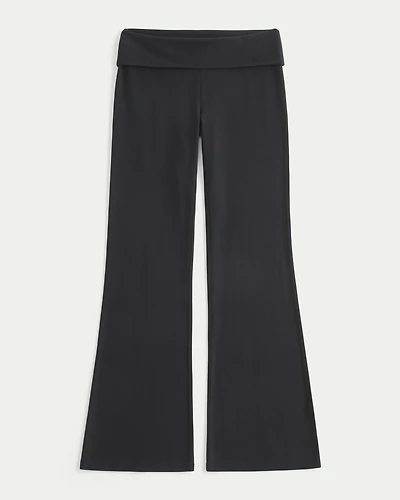 Knit Foldover Flare Pants