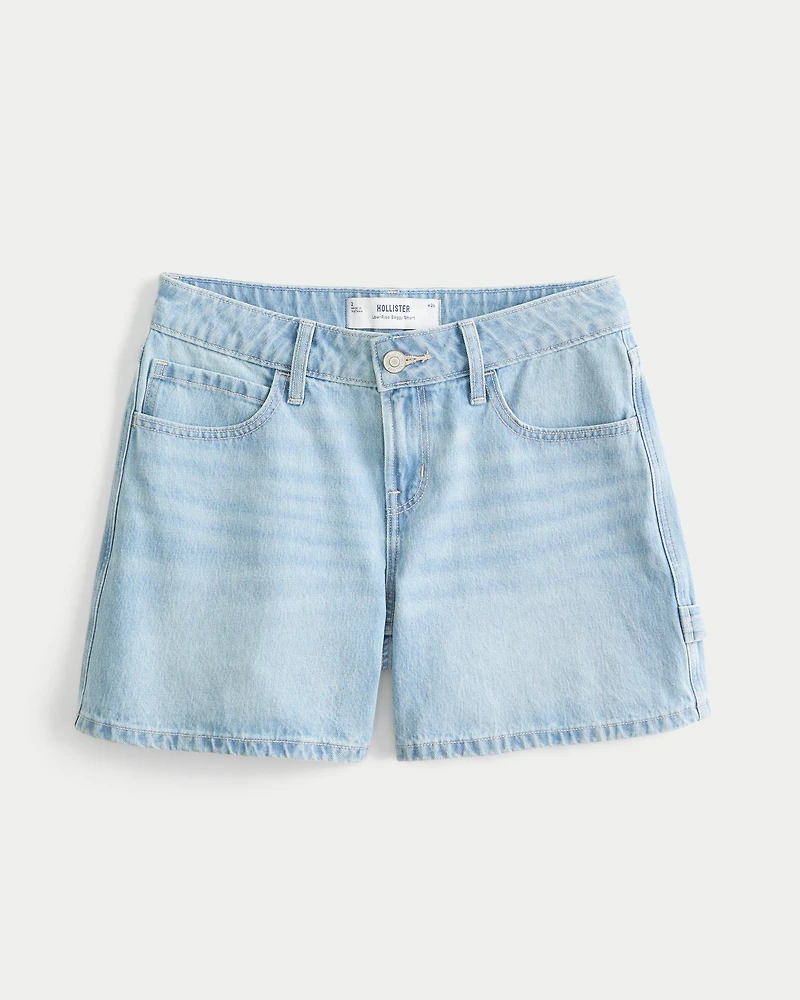 Low-Rise Light Wash Baggy Denim Carpenter Shorts 5"