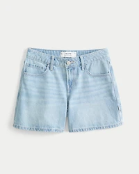 Low-Rise Light Wash Baggy Denim Carpenter Shorts 5"