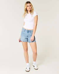 High-Rise Light Wash Relaxed Denim Shorts 5"