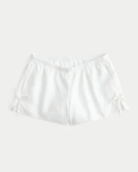 Linen-Blend Side Bow Soft Shorts