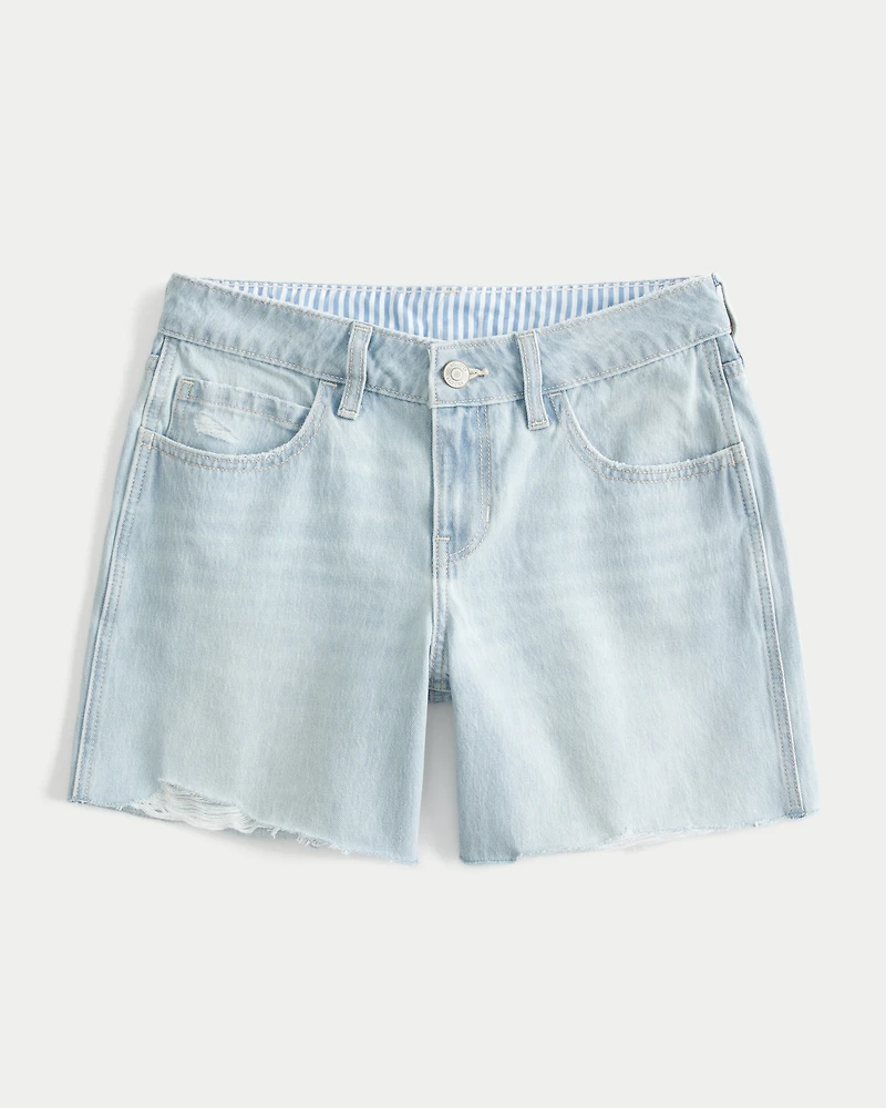 Low-Rise Light Wash Baggy Denim Shorts 5"