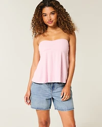Low-Rise Medium Wash Foldover Waist Baggy Denim Shorts 5"