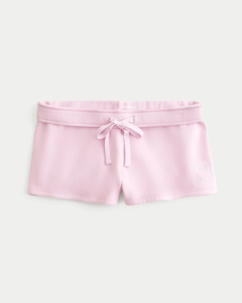 Heart Graphic Fleece Mini Shorts