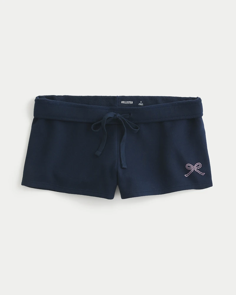 Bow Graphic Fleece Mini Shorts
